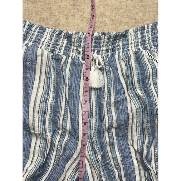 Briggs Linen Blend Blue Striped Pull On High Waist Shorts Relaxed XXL NWT Coasta - Picture 8 of 9